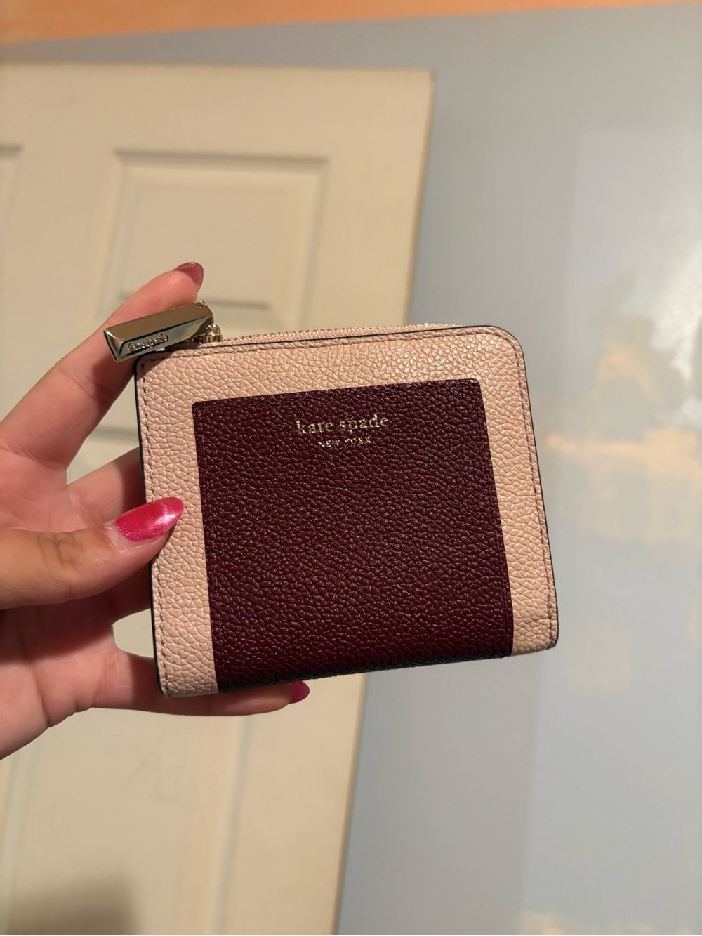 kate spade New York Pink & Burgundy Leather Wallet